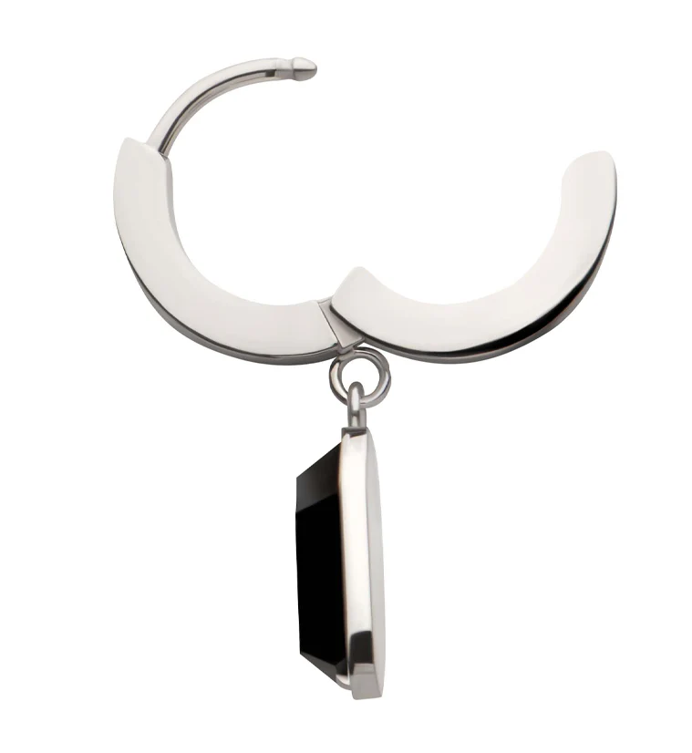 Coffin Black CZ Stainless Steel Hoop Huggie Earrings - Image 3