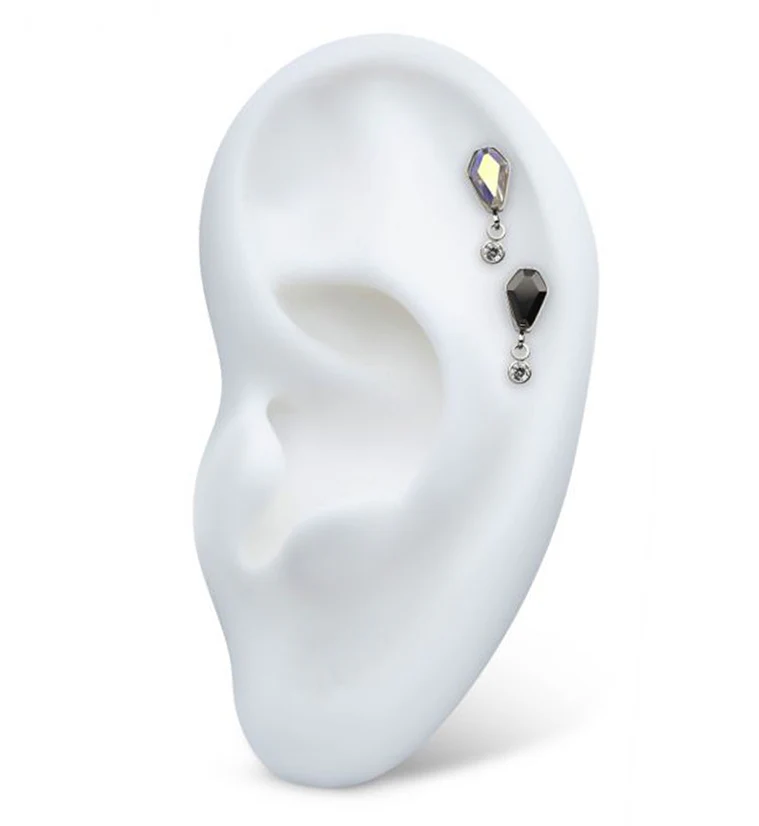 Coffin Rainbow Aurora CZ Dangle Clear CZ Threadless Top - Image 3