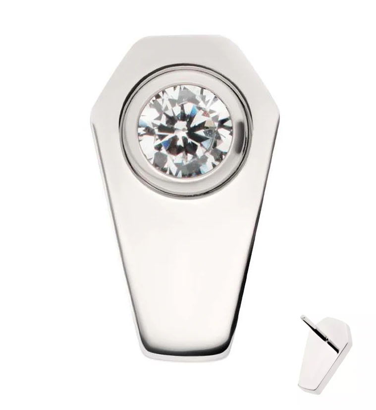Coffin Round Clear CZ Titanium Threadless Top