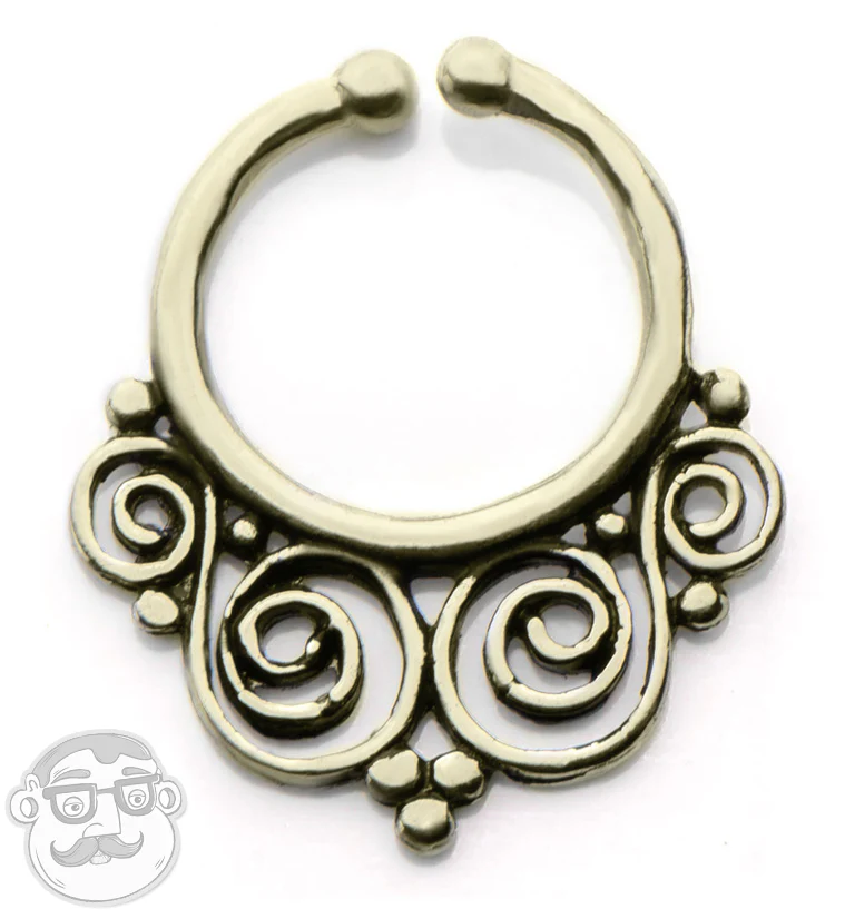 Coil Swirl Faux White Brass Septum Ring