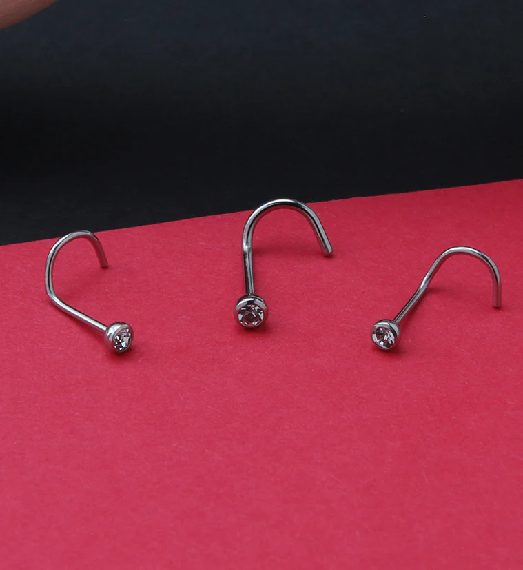 Clear CZ Gem Nose Screw - Image 2