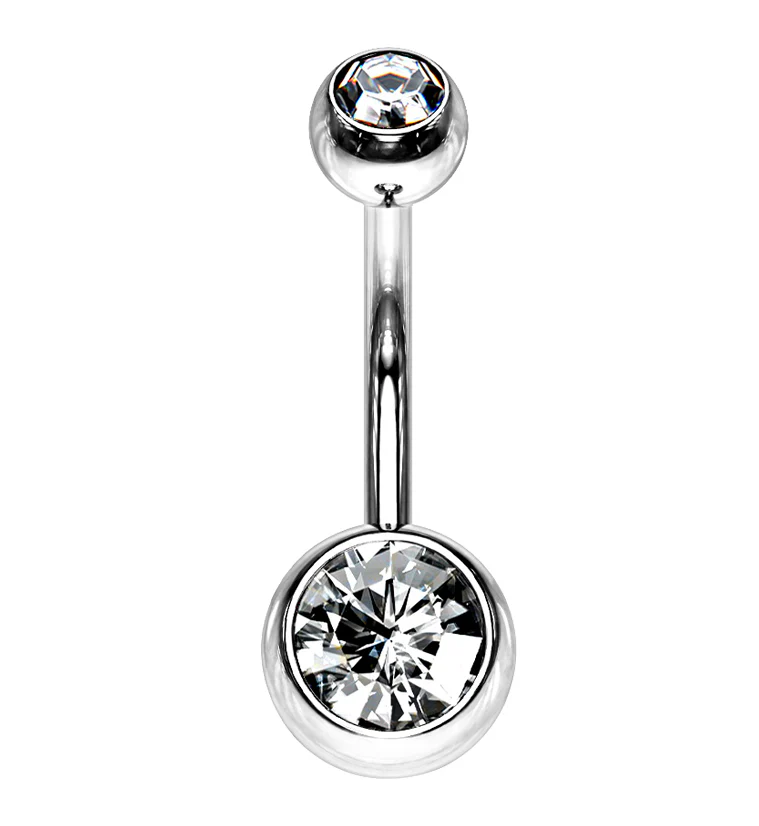 Clear Double CZ Belly Button Ring