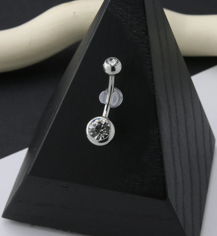Clear Double CZ Belly Button Ring - Image 2