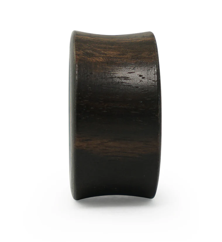 Concave Areng Wood Tunnels With Crocodile Wood Inlay - Image 6