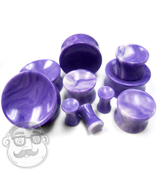 6G Concave Violet Agate Stone Plugs