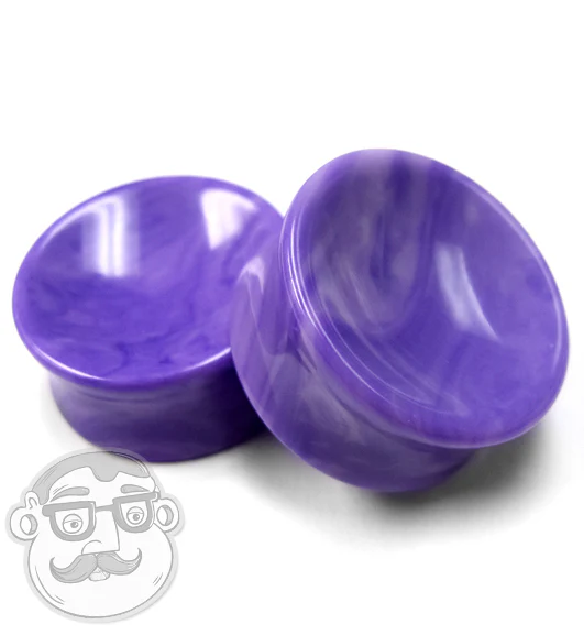 6G Concave Violet Agate Stone Plugs - Image 2