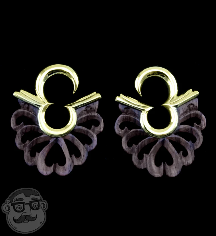 Conoid Wood & Brass Ear Weights