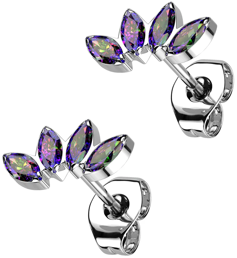 Contessa Black Aurora CZ Titanium Threadless Earrings