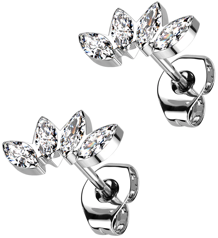 Contessa Clear CZ Titanium Threadless Earrings