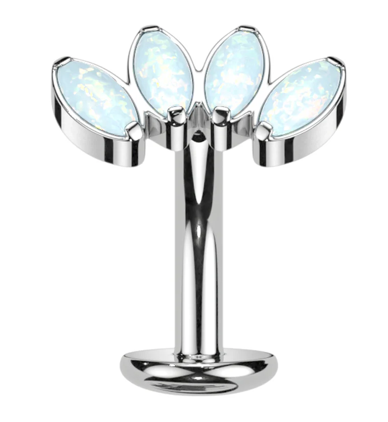 Contessa White Opalite Titanium Threadless Floating Belly Button Ring (Convex Disk)