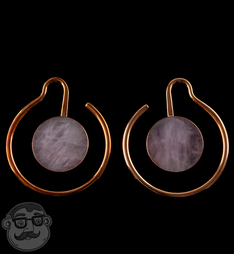 Copper Capa Rose Quartz Ear Weights