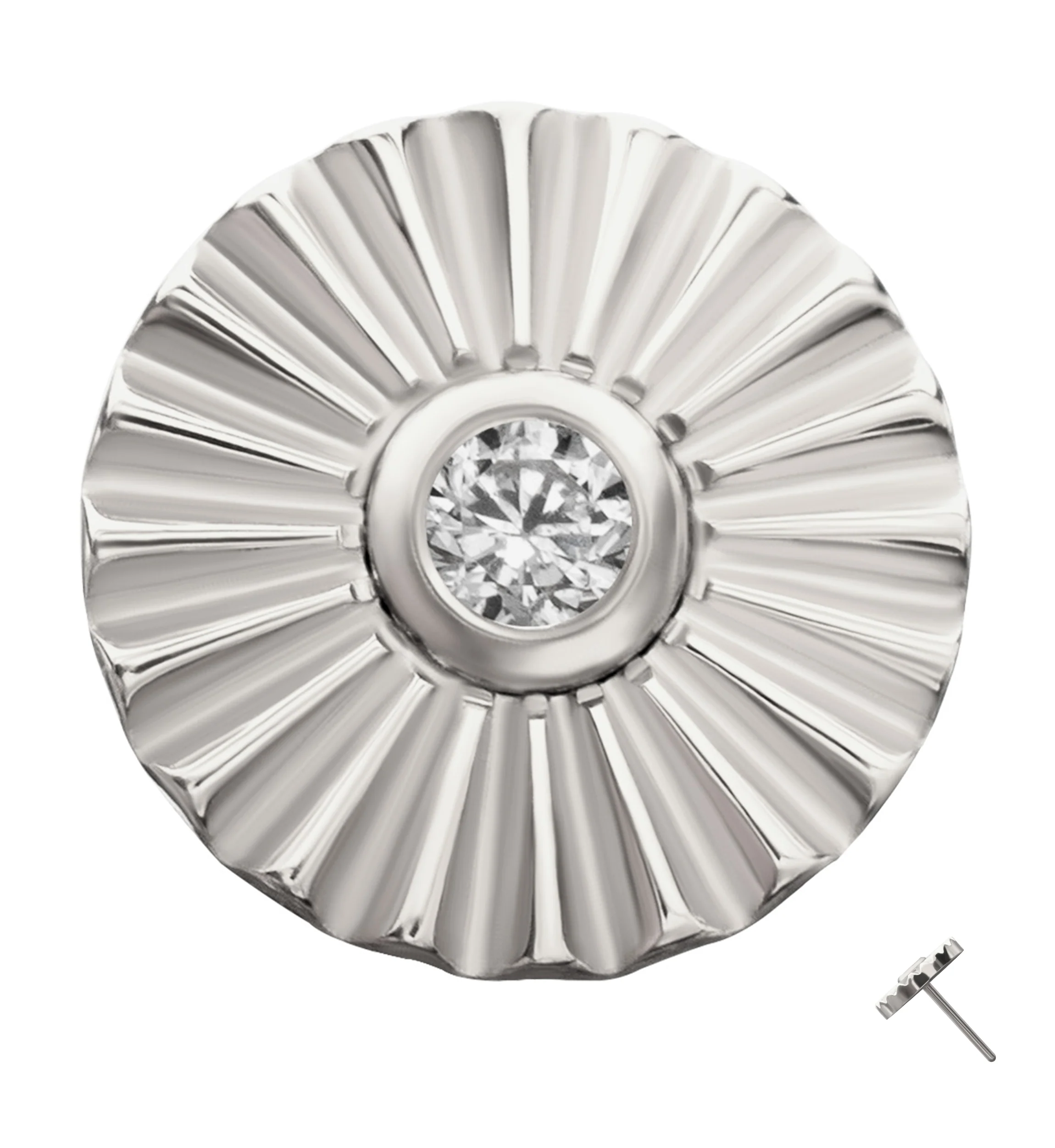Score Disk Clear CZ Threadless Titanium Top - Image 3