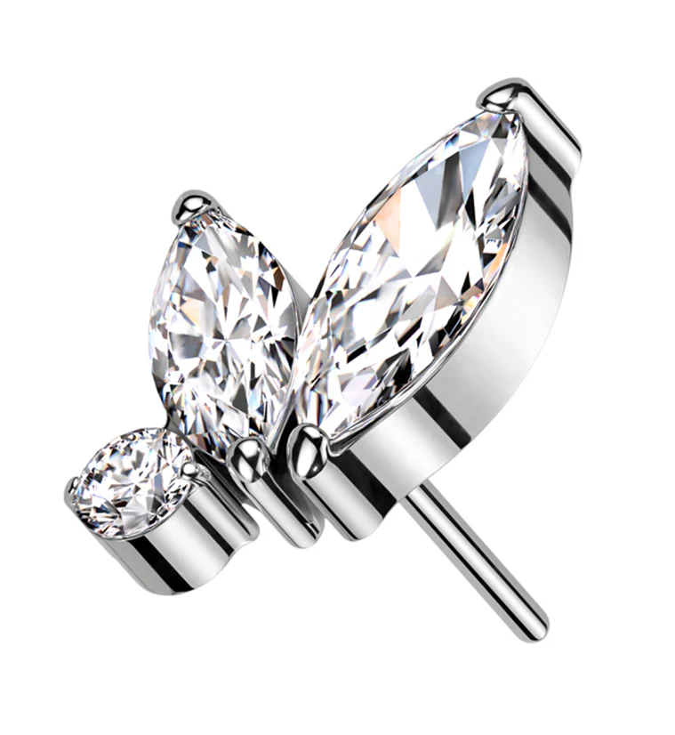 Coterie Clear CZ Threadless Titanium Top