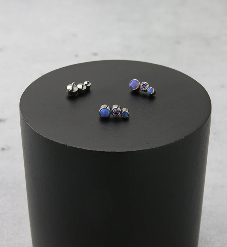Crescendo Amethyst CZ and Purple Opalite Internally Threaded Titanium Top - Image 2