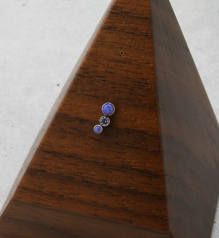 Crescendo Amethyst CZ and Purple Opalite Threadless Titanium Top - Image 2