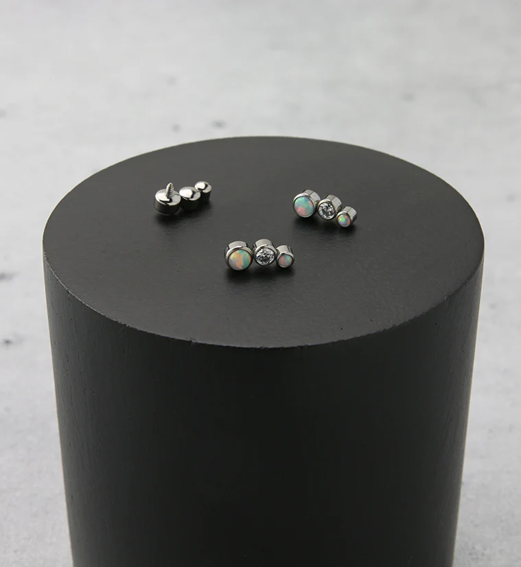 Crescendo CZ and White Opalite Internally Threaded Titanium Top - Image 2