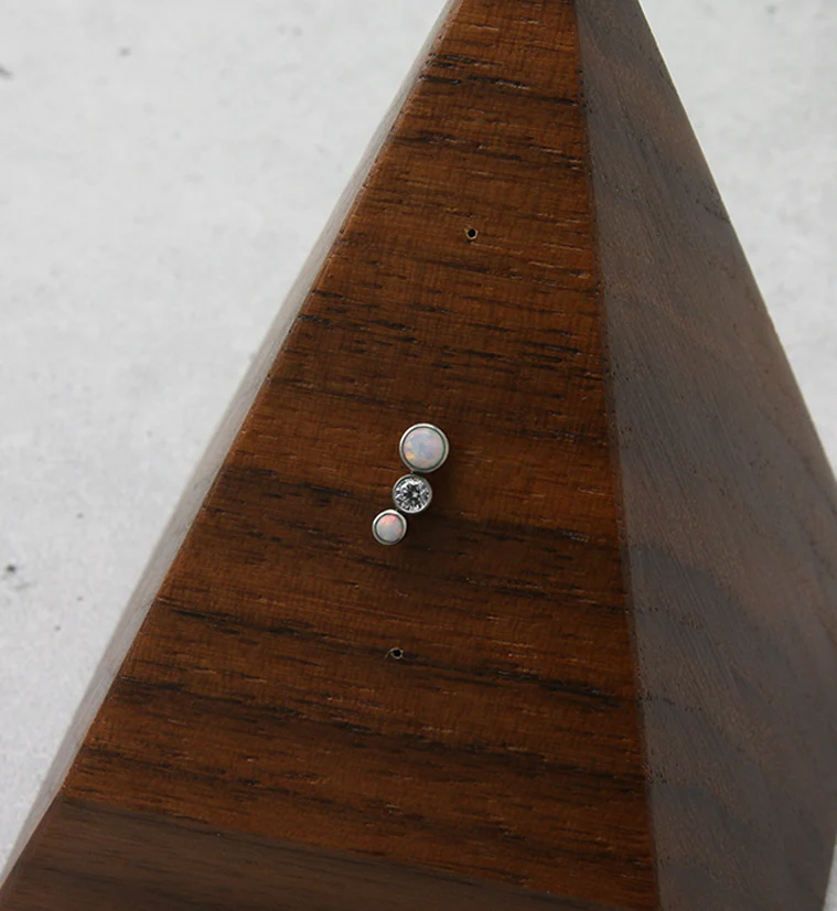 Crescendo CZ and White Opalite Threadless Titanium Top - Image 2
