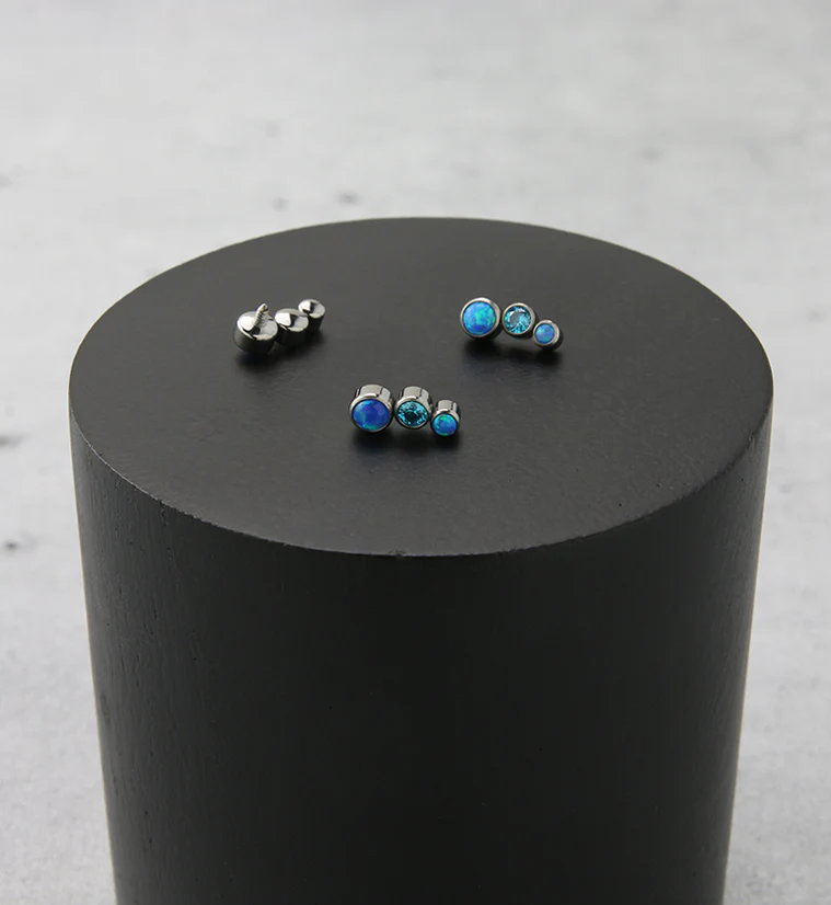Crescendo Topaz CZ and Blue Opalite Internally Threaded Titanium Top - Image 2