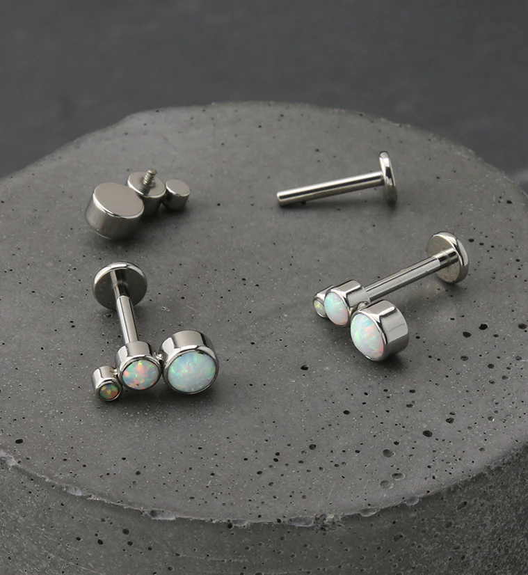 Crescendo White Opalite Titanium Internally Threaded Labret - Image 2
