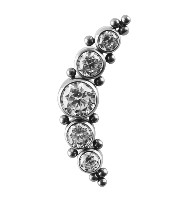 Crescent Beaded CZ Titanium Threaded End