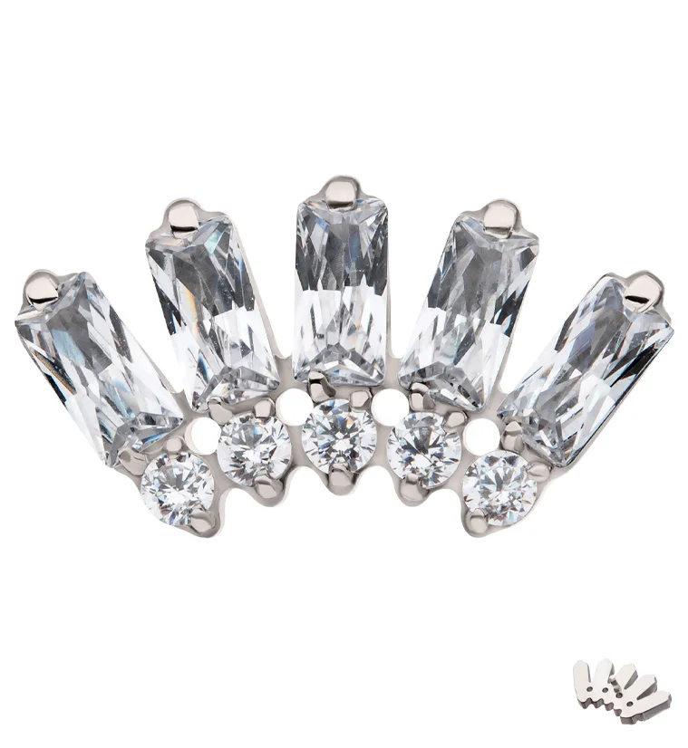 Crest Baguette Clear CZ Titanium Internally Threaded Top