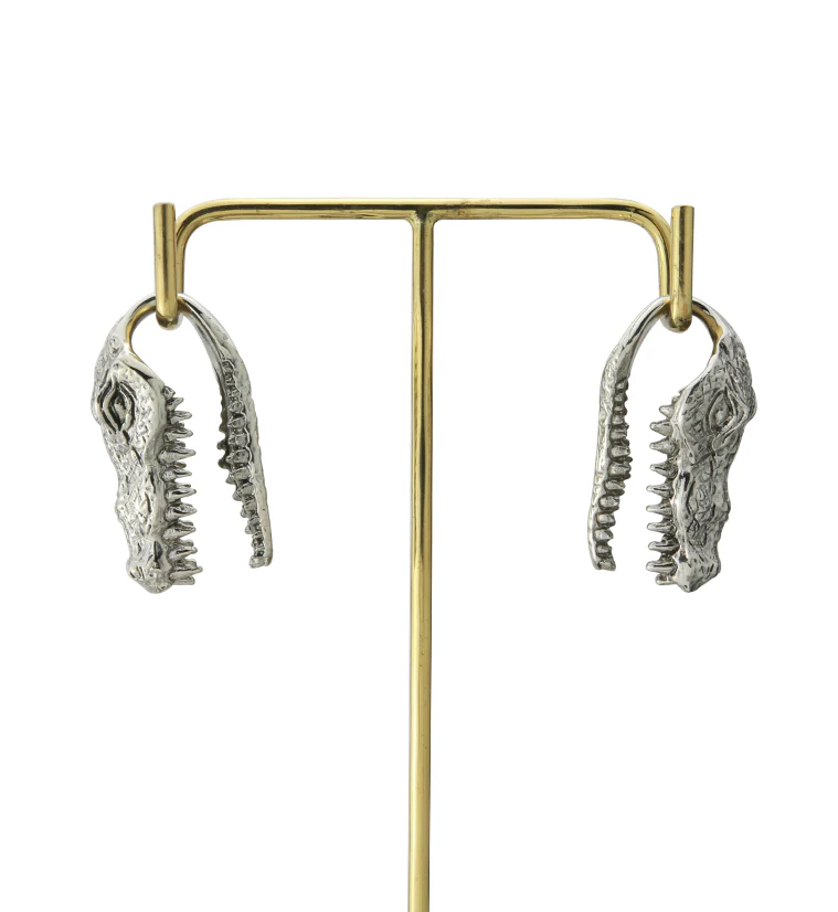 Crocodile White Brass Ear Weights - Image 3