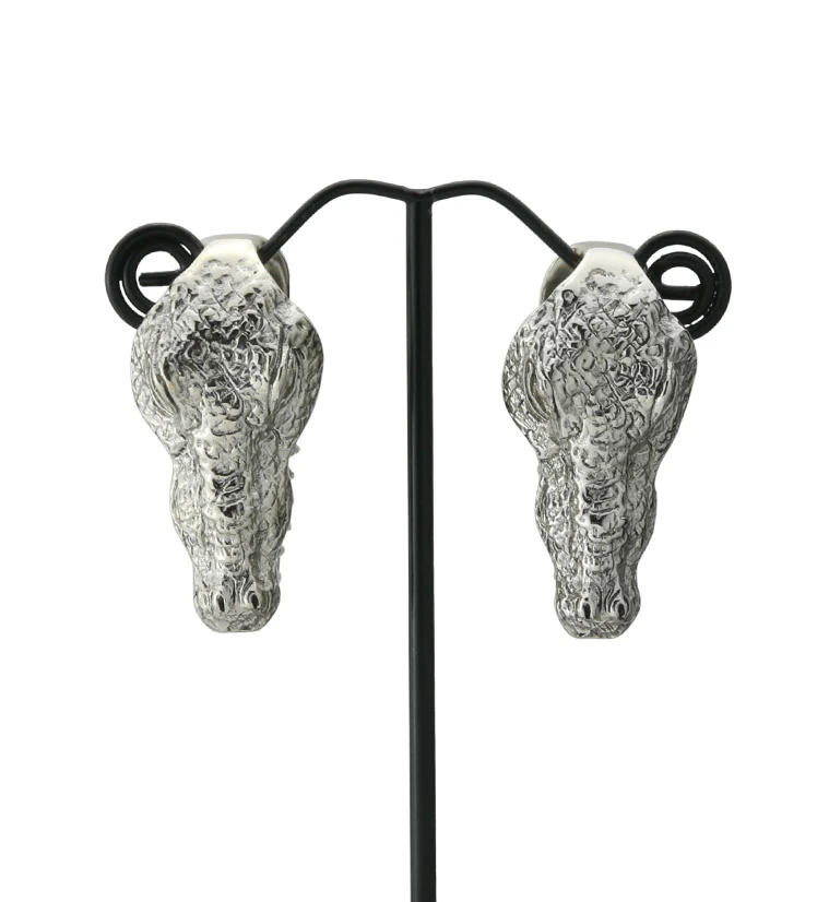 Crocodile White Brass Ear Weights - Image 4