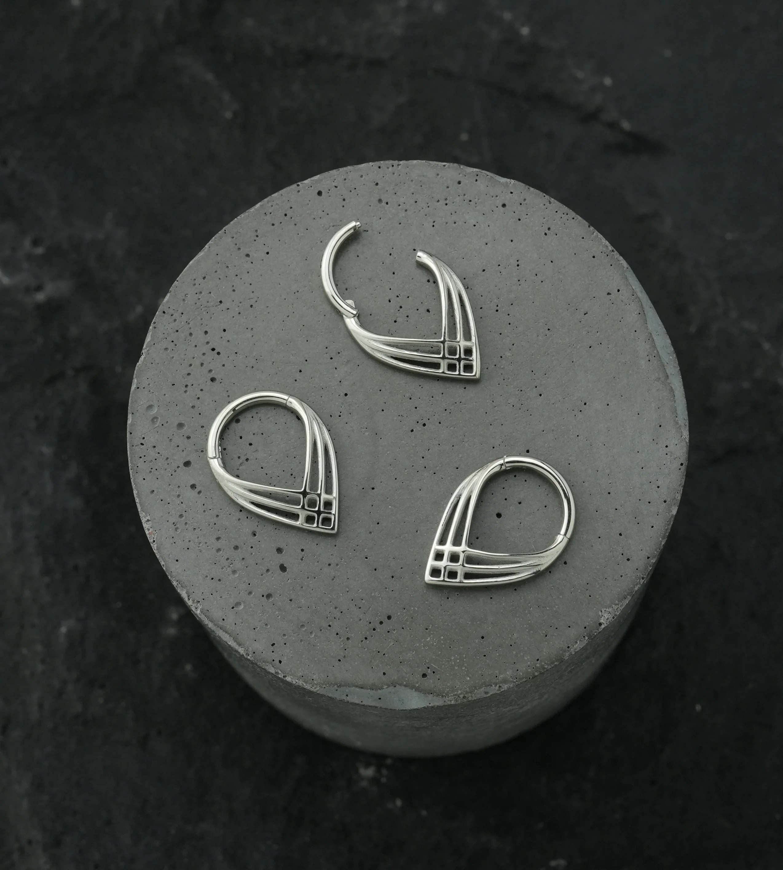 Crosshatch Point Stainless Steel Hinged Segment Ring - Image 2