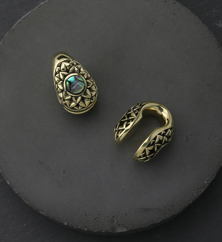 Crux Abalone Keyhole Brass Ear Weights - Image 2