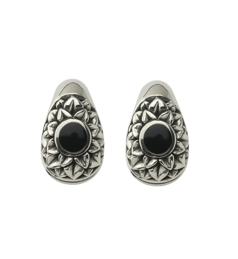 Crux Black Resin Keyhole White Brass Ear Weights