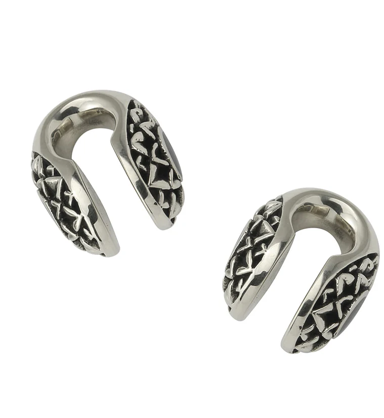 Crux Black Resin Keyhole White Brass Ear Weights - Image 3