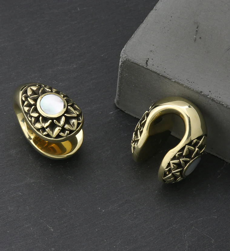 Crux MOP Keyhole Brass Ear Weights - Image 2