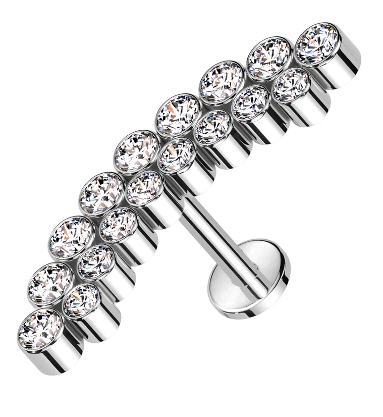 Curve Double Row Bezel CZ Titanium Internally Threaded Labret