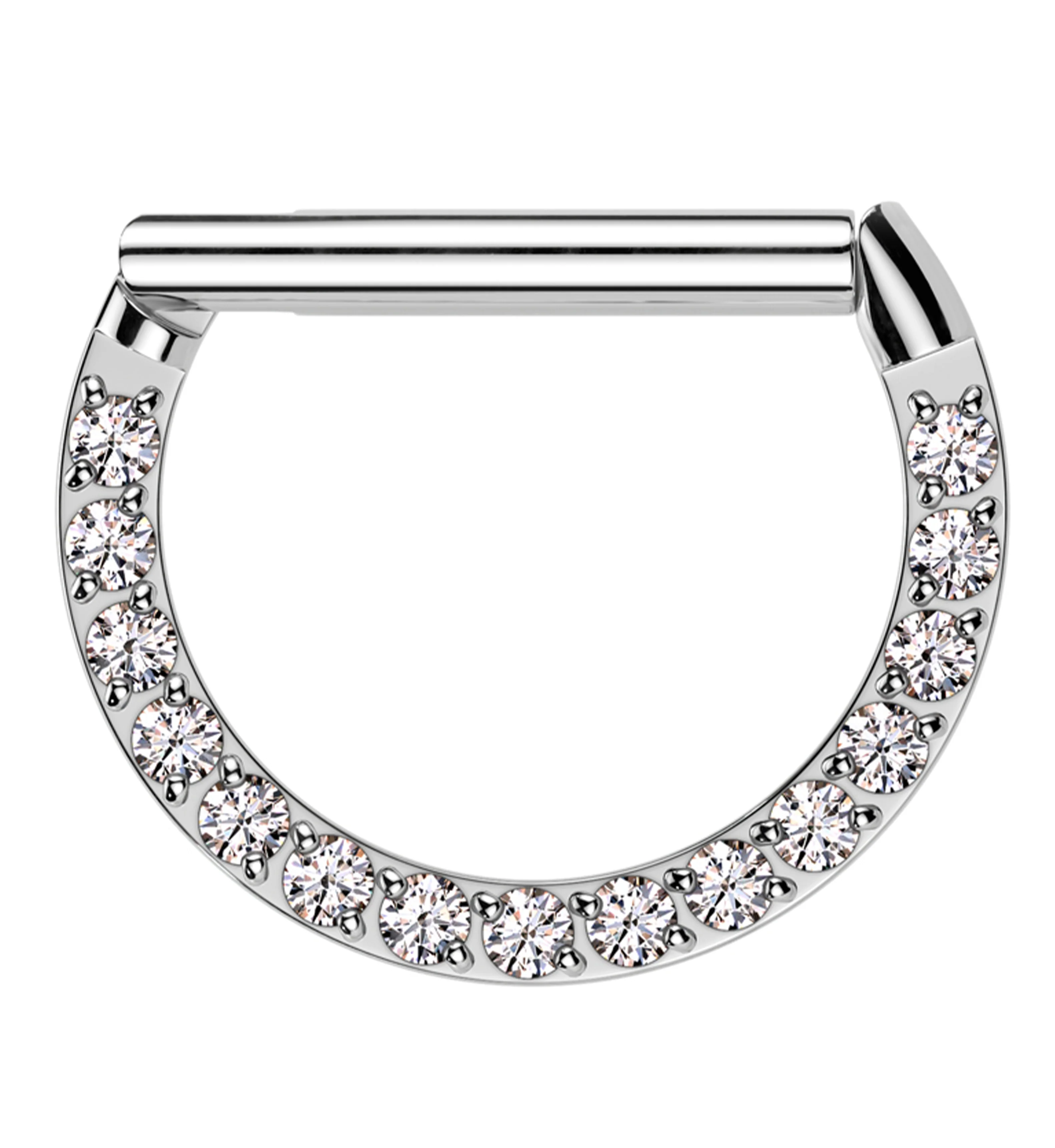 Deca Clear CZ Hinged Stainless Steel Segment Ring