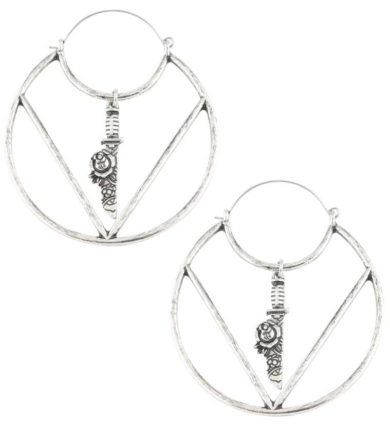 Dagger Rose Stainless Steel Plug Hoops