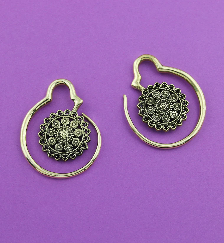 Damask Brass Ear Weights - Image 2