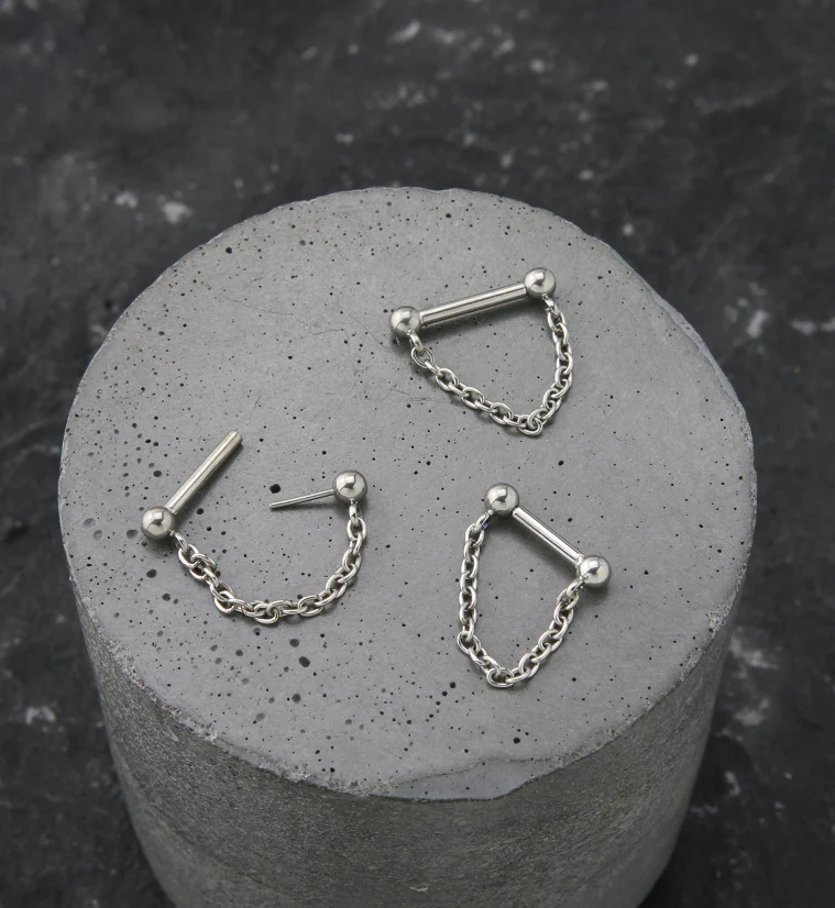 Dangle Chain Threadless Titanium Barbells - Image 2