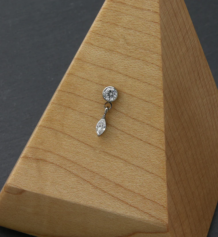 Dangle Marquise CZ Threadless Titanium Top - Image 2
