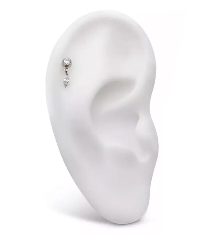 Dangle Marquise CZ Threadless Titanium Top - Image 3