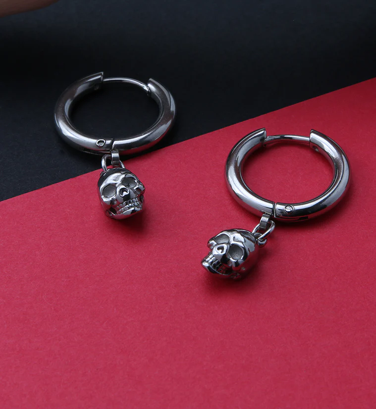 Dangle Skull Stainless Steel Earrings - Image 2
