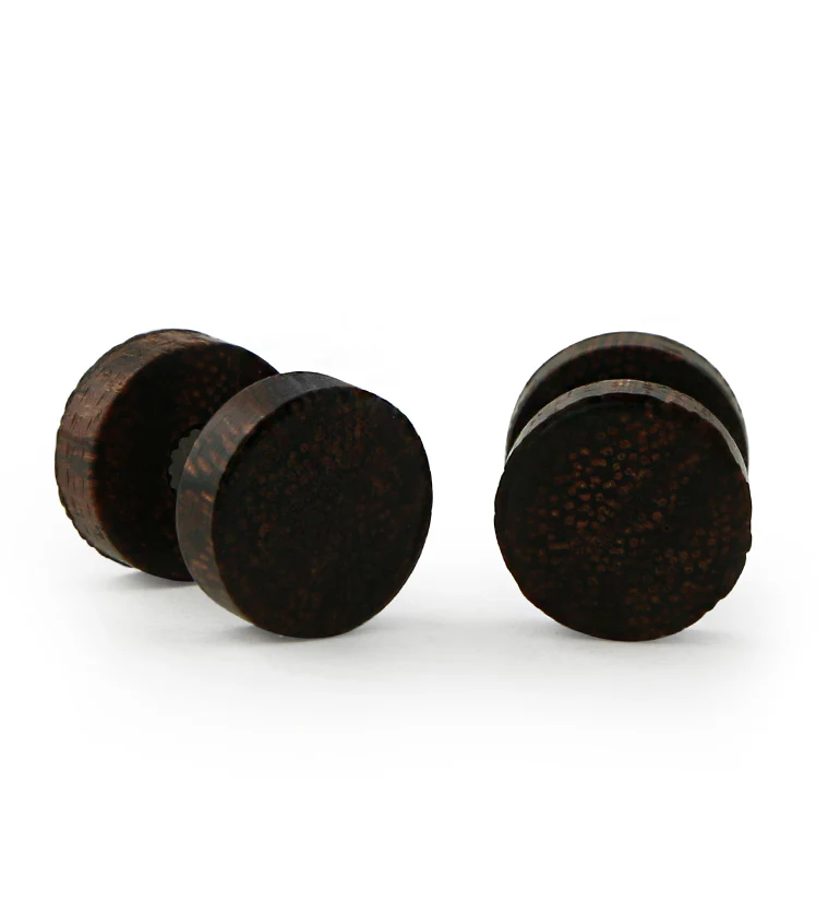 Dark Tamarind Wood Fake Gauge Plugs - Image 3