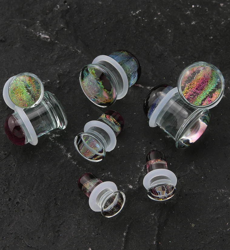Daybreak Dichroic Glass Single Flare Plugs - Image 2