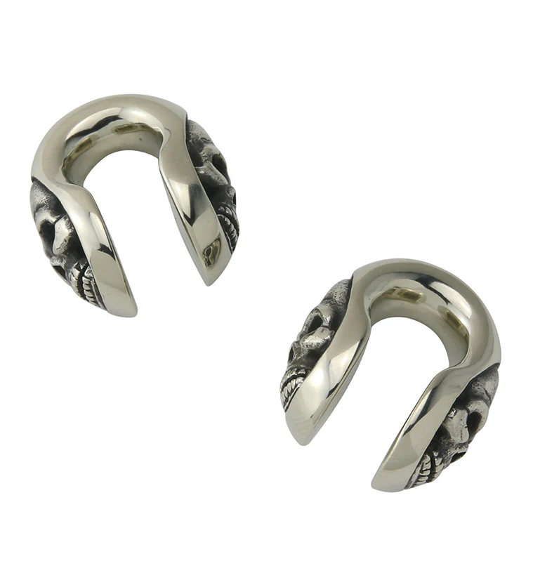 Death Keyhole White Brass Ear Weights - Image 3