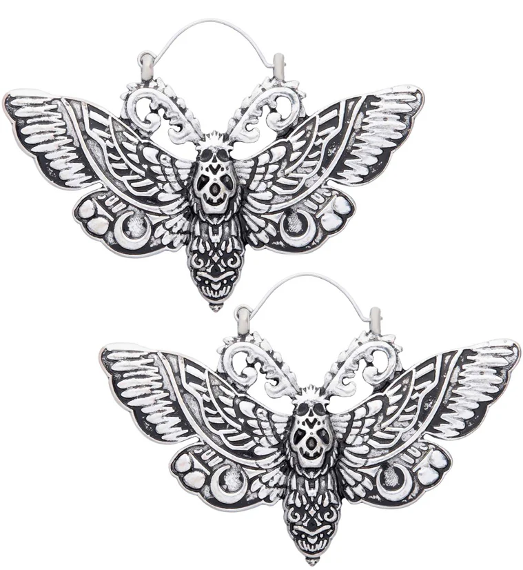 Death Moth Stainless Steel Plug Hoops