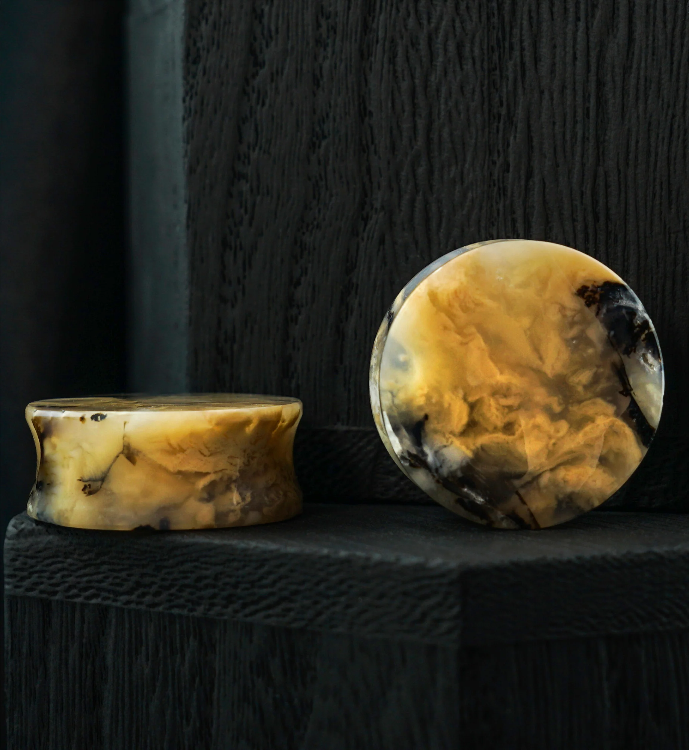 Tiger Agate Stone Plugs 7/8" (22mm) Version 1