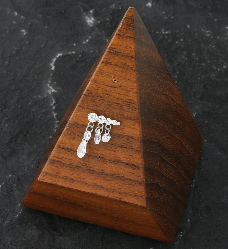 Descend Teardrop Dangle Clear CZ Titanium Threadless Top (Left) - Image 2