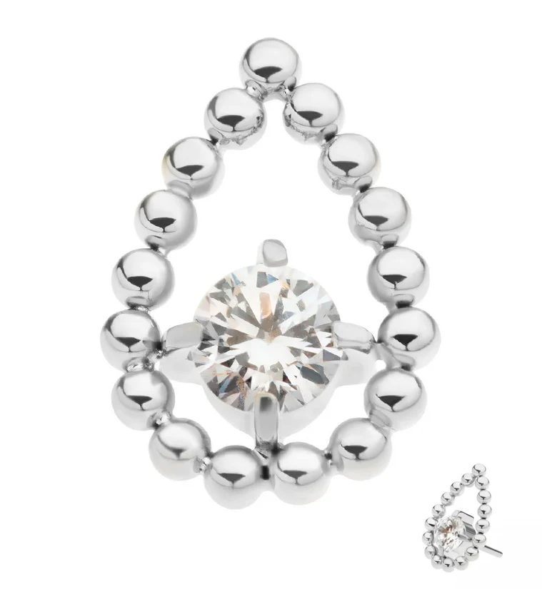 Dewdrop CZ Threadless Titanium Top