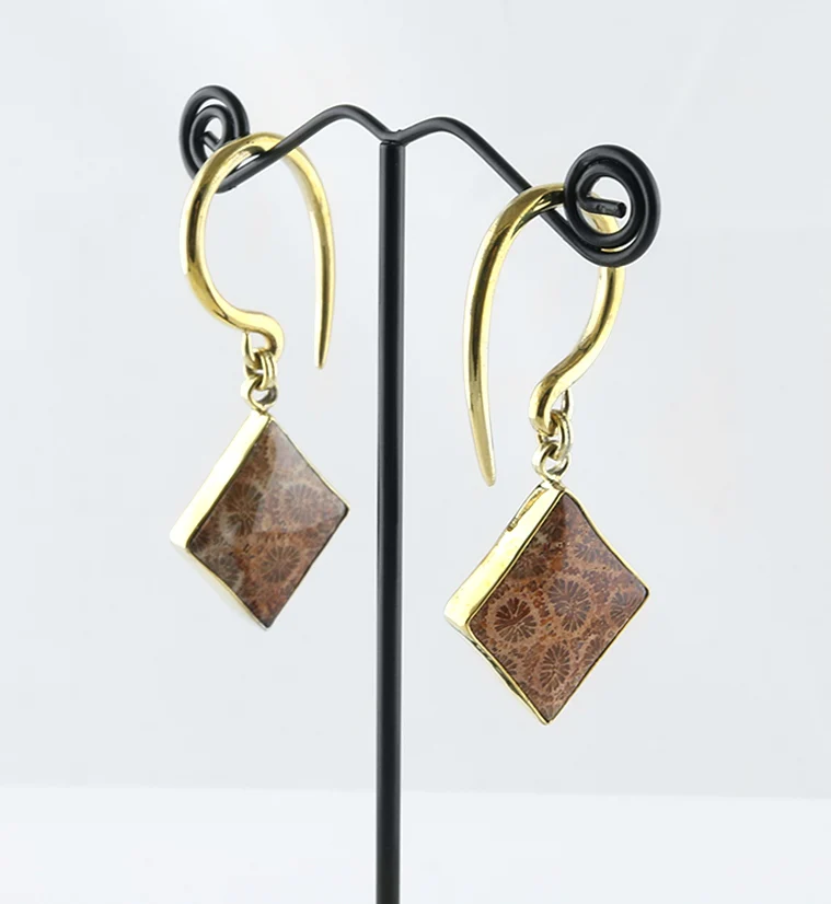 Diamond Fossilized Coral Brass Hangers - Image 2