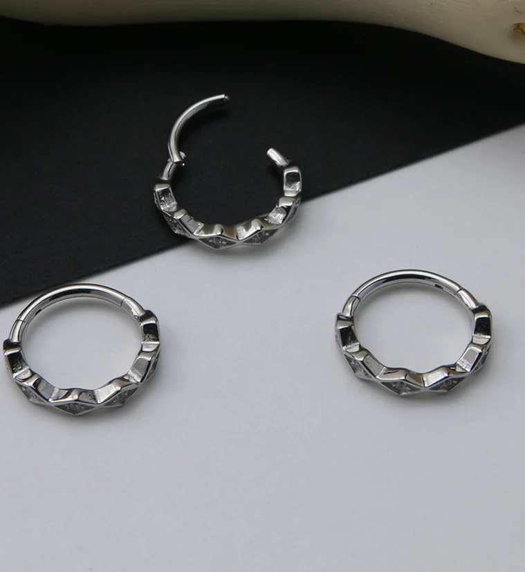 Diamond Shaped Clear CZ Hinged Segment Ring - Image 2