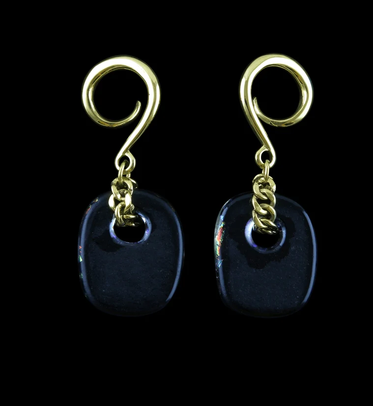 Dichroic Jibe Glass Brass Ear Weights V1 - Image 2